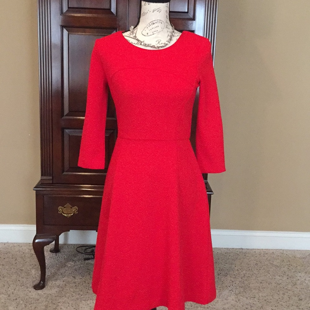 Boden dress, Red with gold zipper.